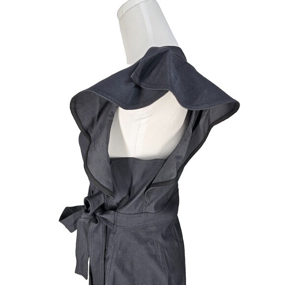 NWT! $495 A.L.C. Walker Ruffled Shoulder Midi Wrap Dress Black Size 6 alc - Picture 6 of 11